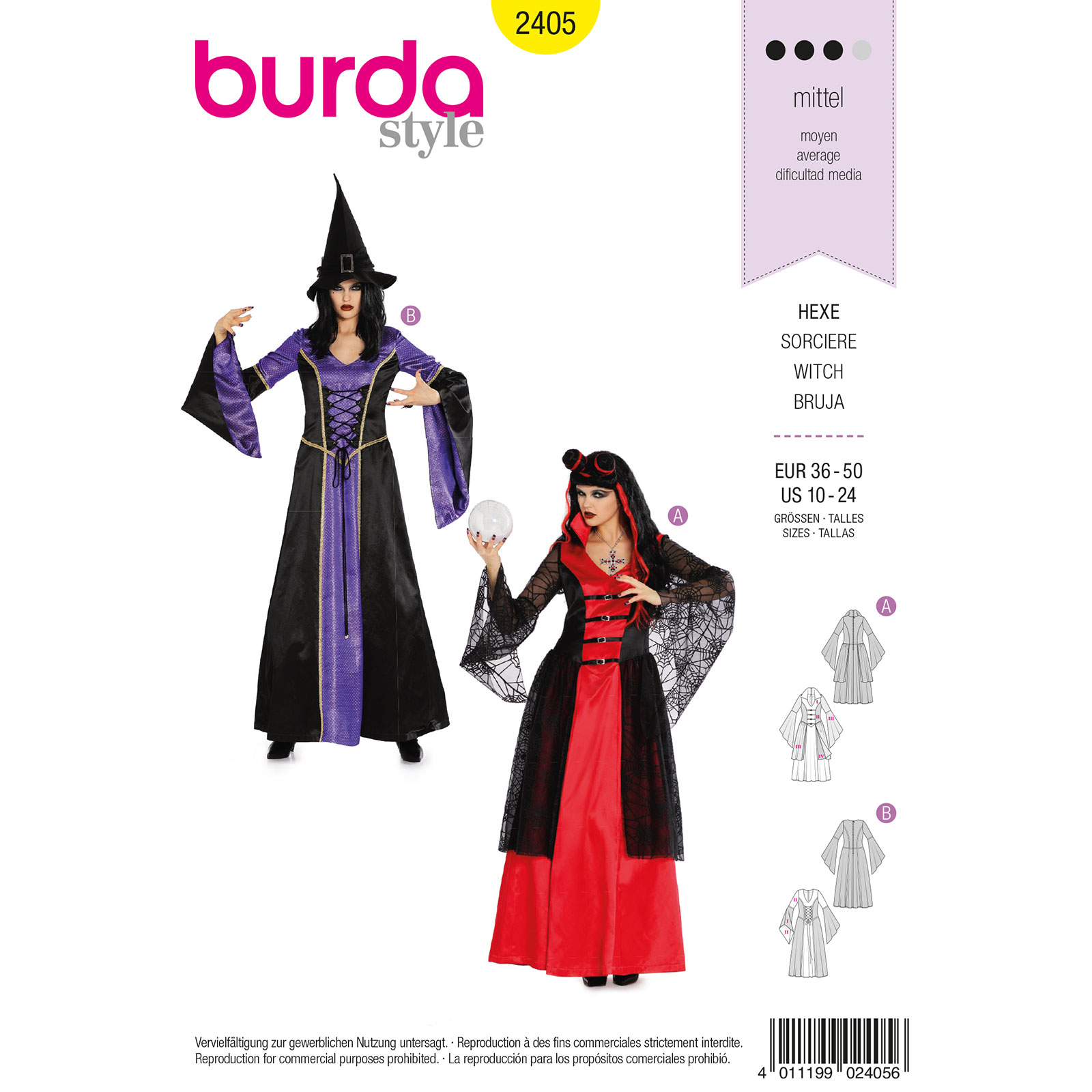 Burda Geel 2405 - Heksen jurken