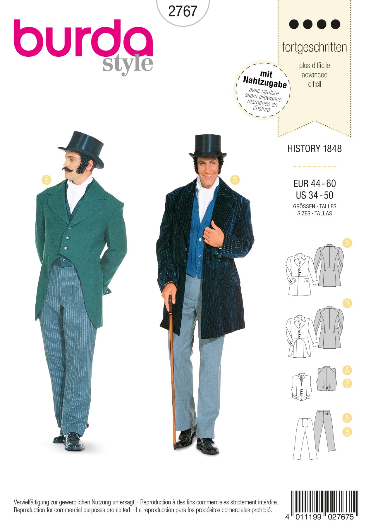 Burda Couture 2767 - Historisch kostuum uit 1848
