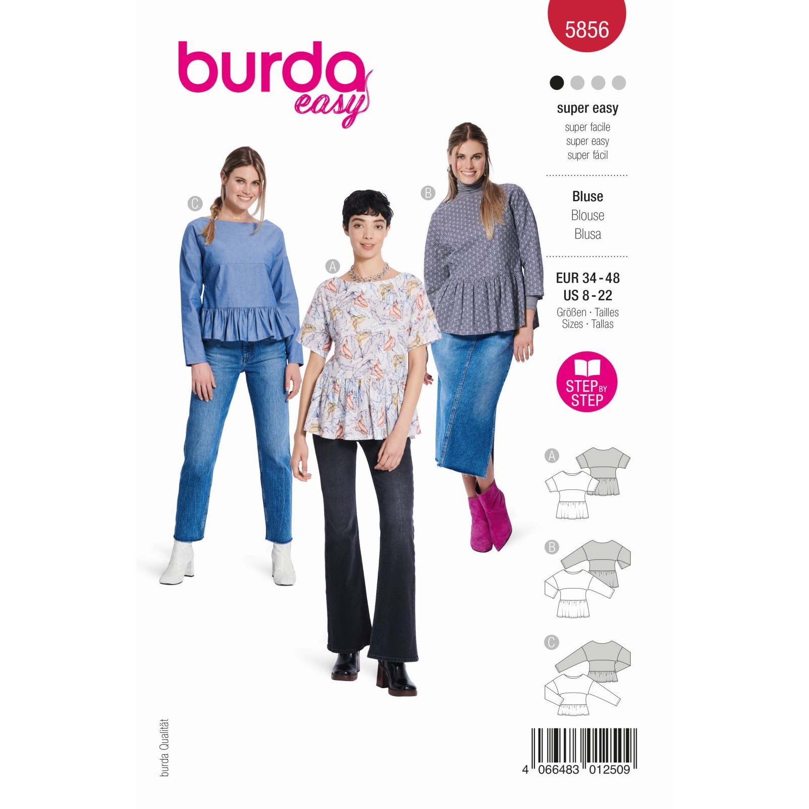 Burda Rood 5856 - Blouse in Variaties