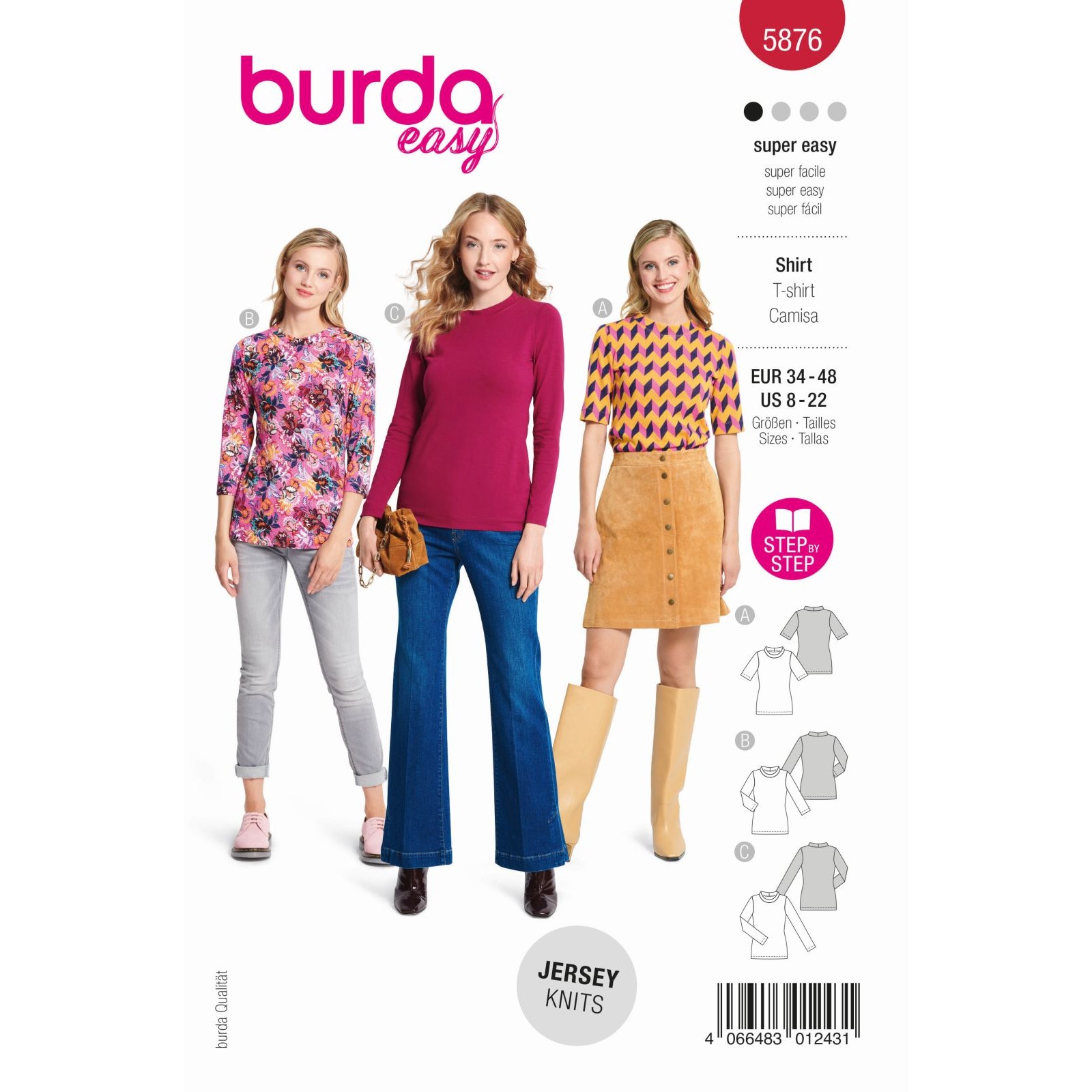 Burda Rood 5876 - Shirt in Variaties