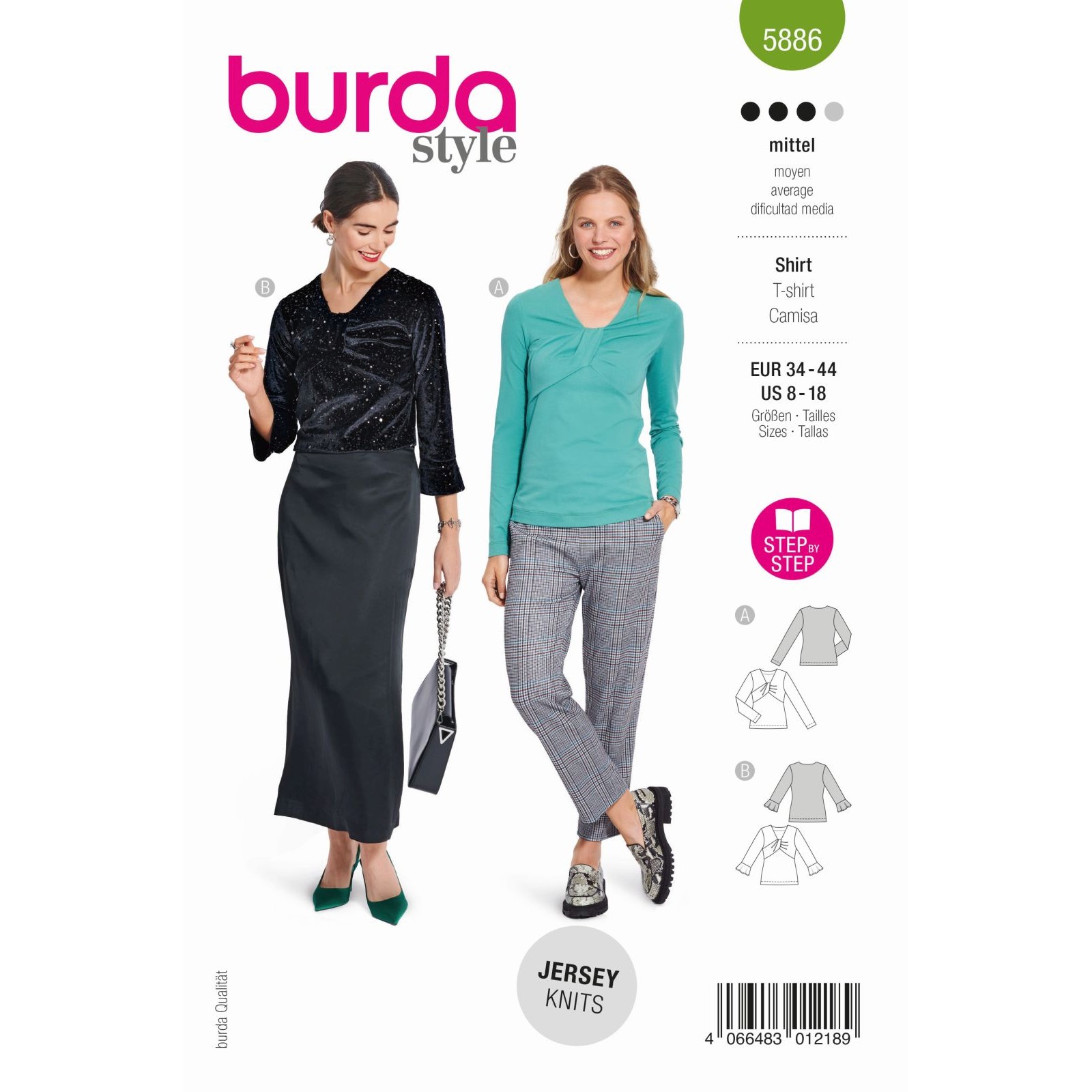 Burda Groen 5886 - Shirt in Variaties