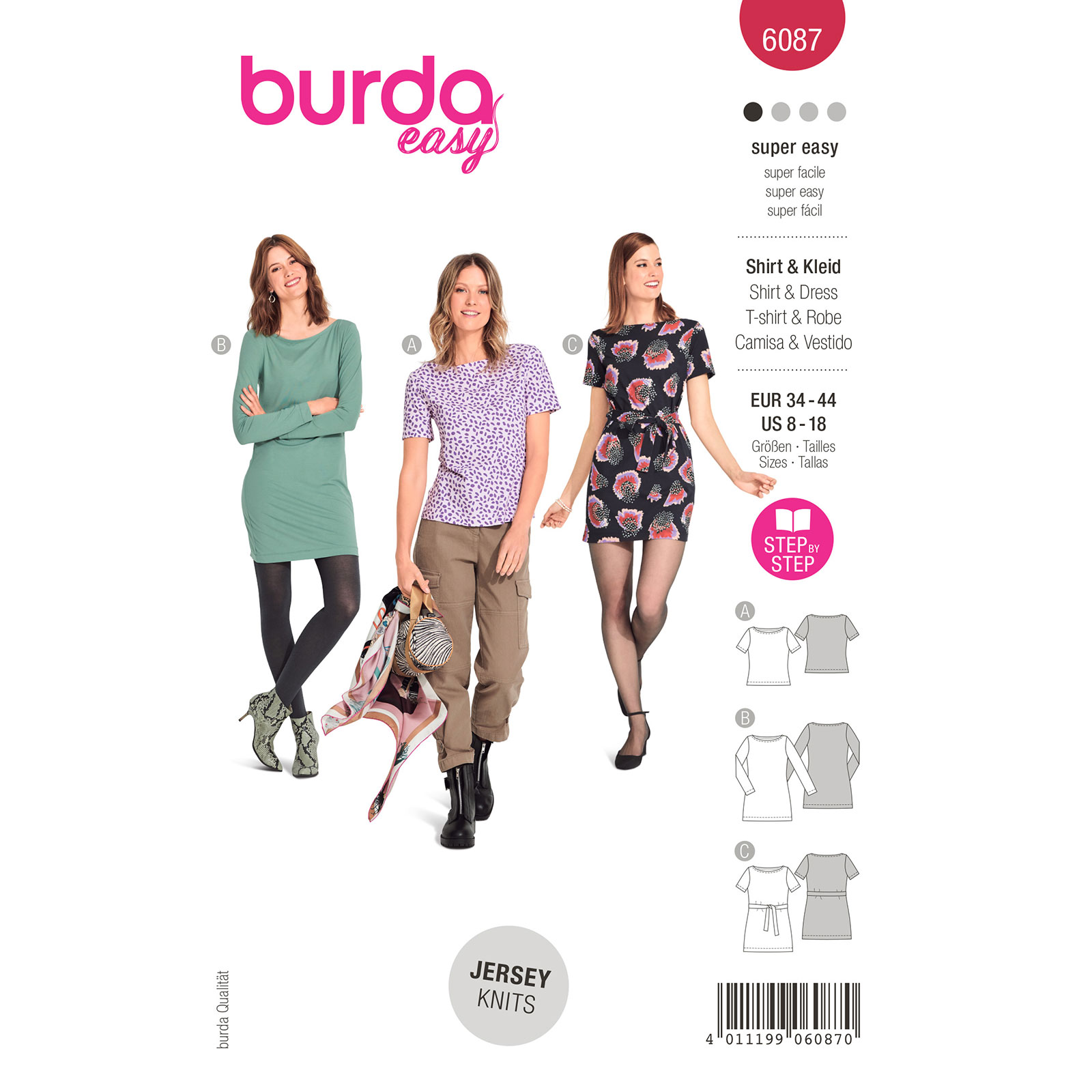 Burda Rood 6087 - Shirt en Rok in Variaties