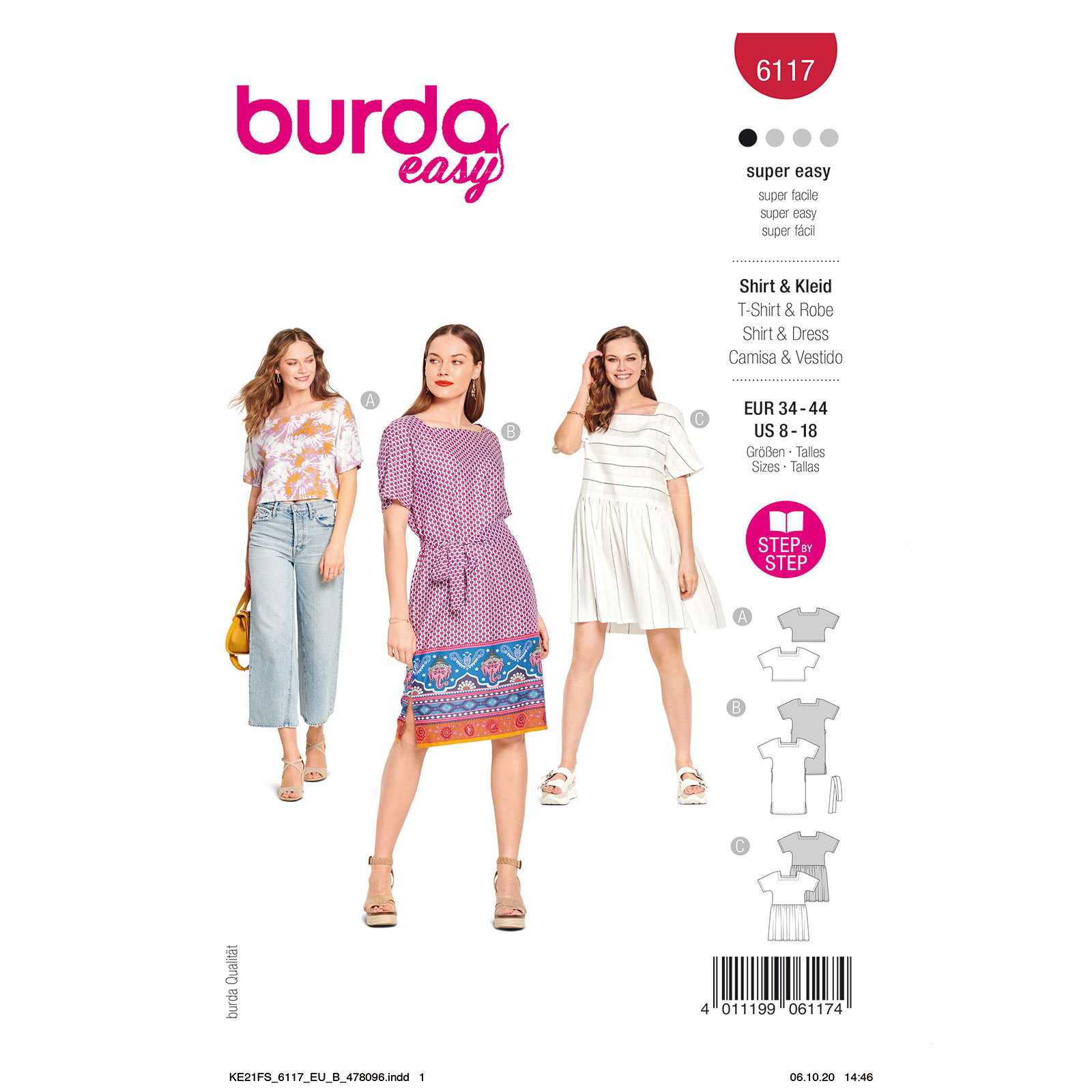 Burda Rood 6117 - Shirt en Jurk in Variaties