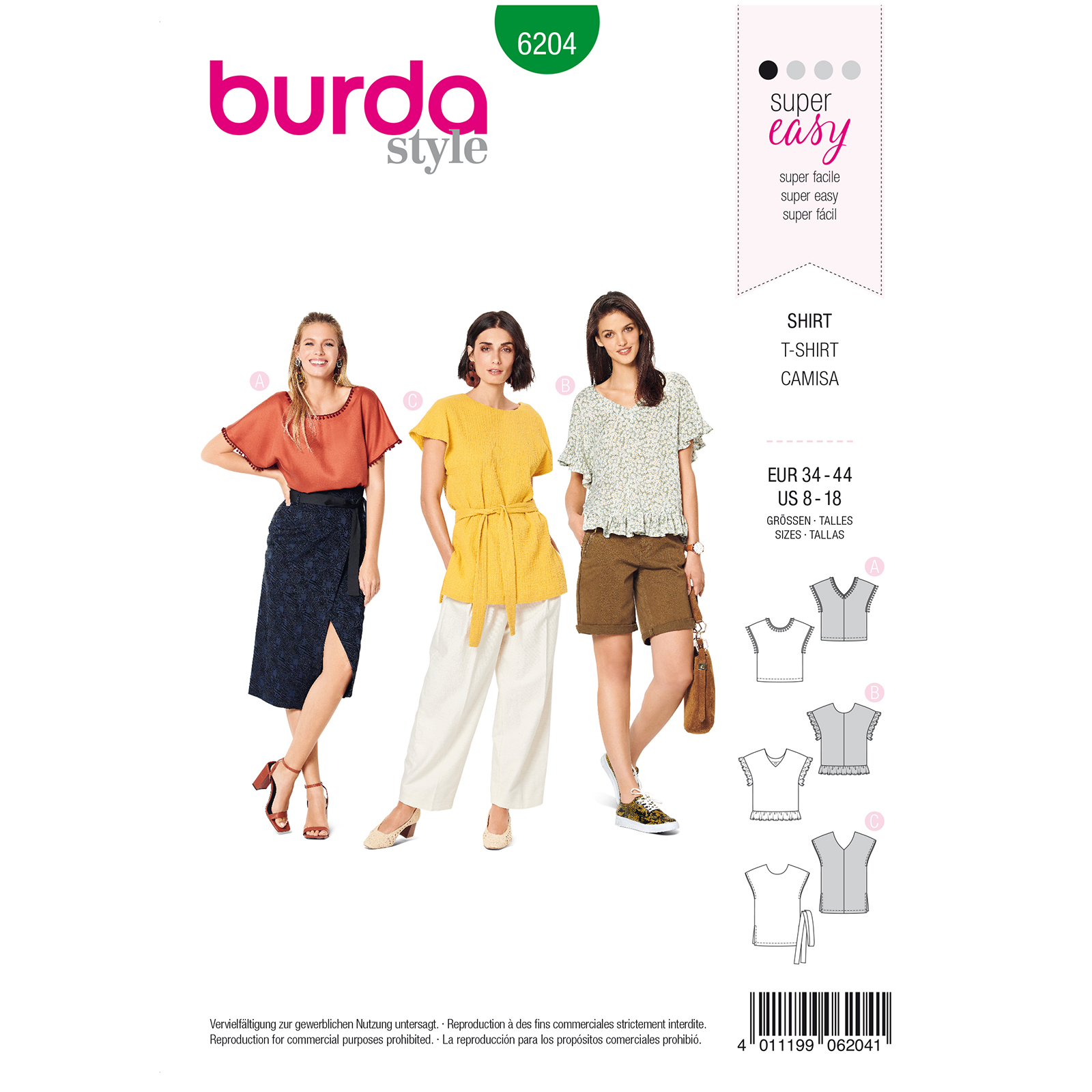 Burda Groen 6204 - Shirt in Variaties