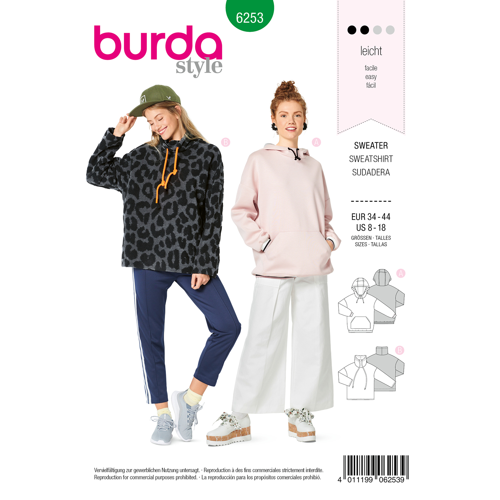 Burda Groen 6253 - Sweater in Variaties