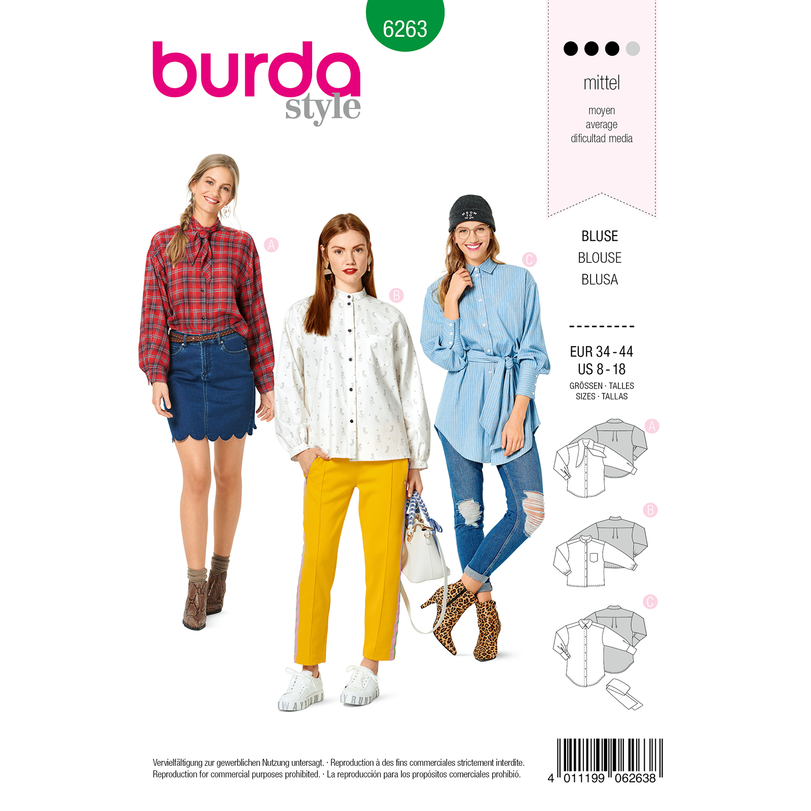 Burda Groen 6263 - Blouse in Variaties
