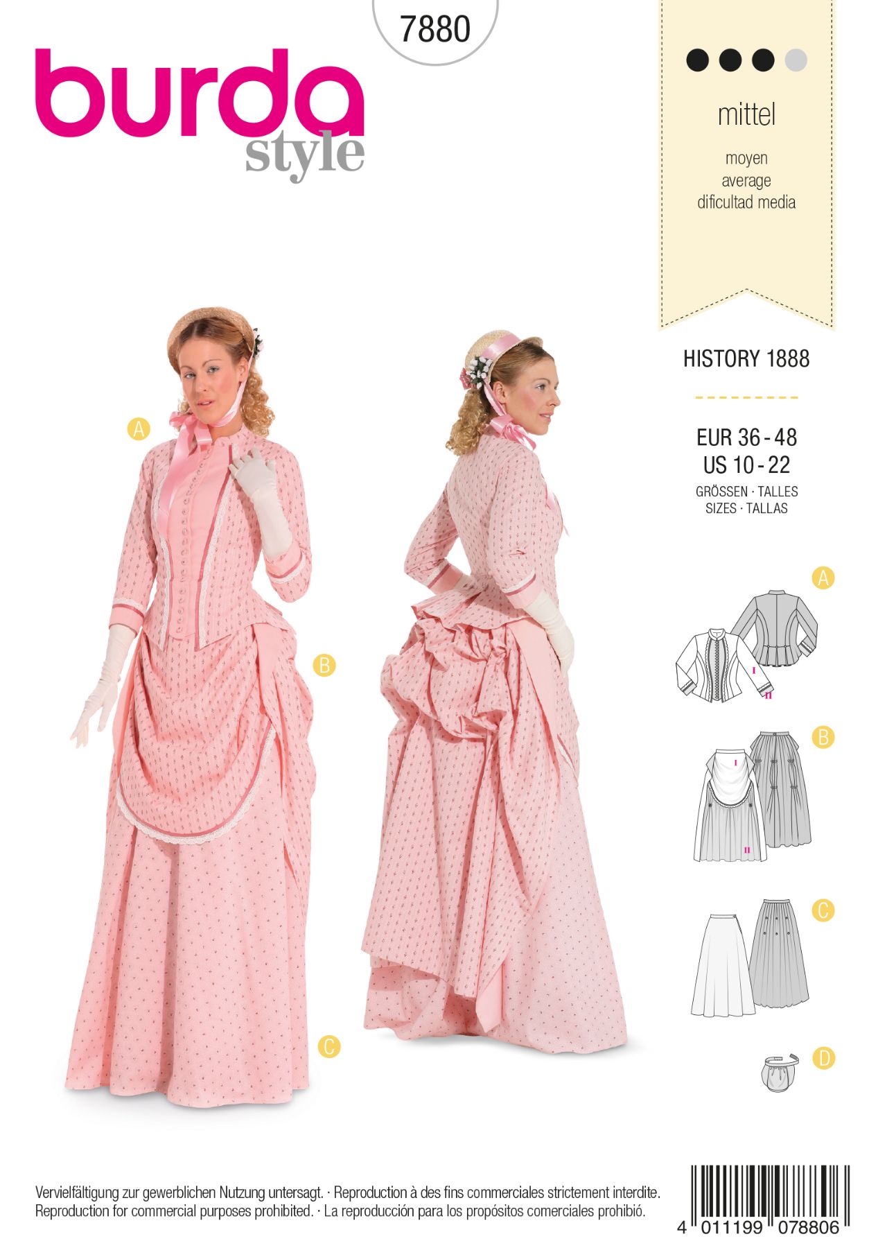 Burda Wit 7880 - Historische jurk uit 1888