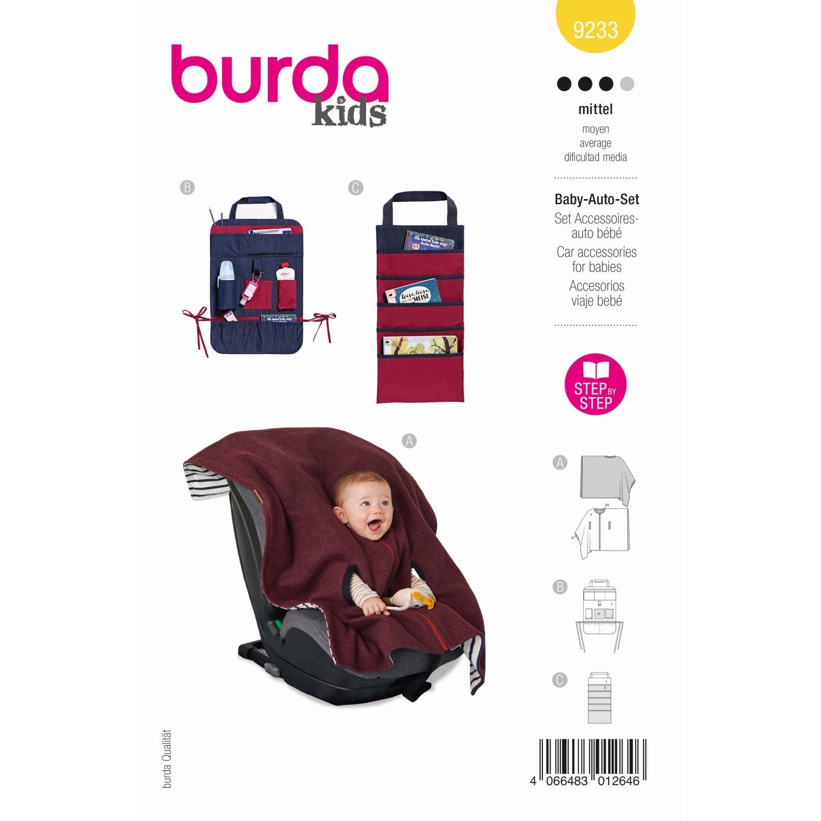 Burda Geel 9233 - Baby Auto Set