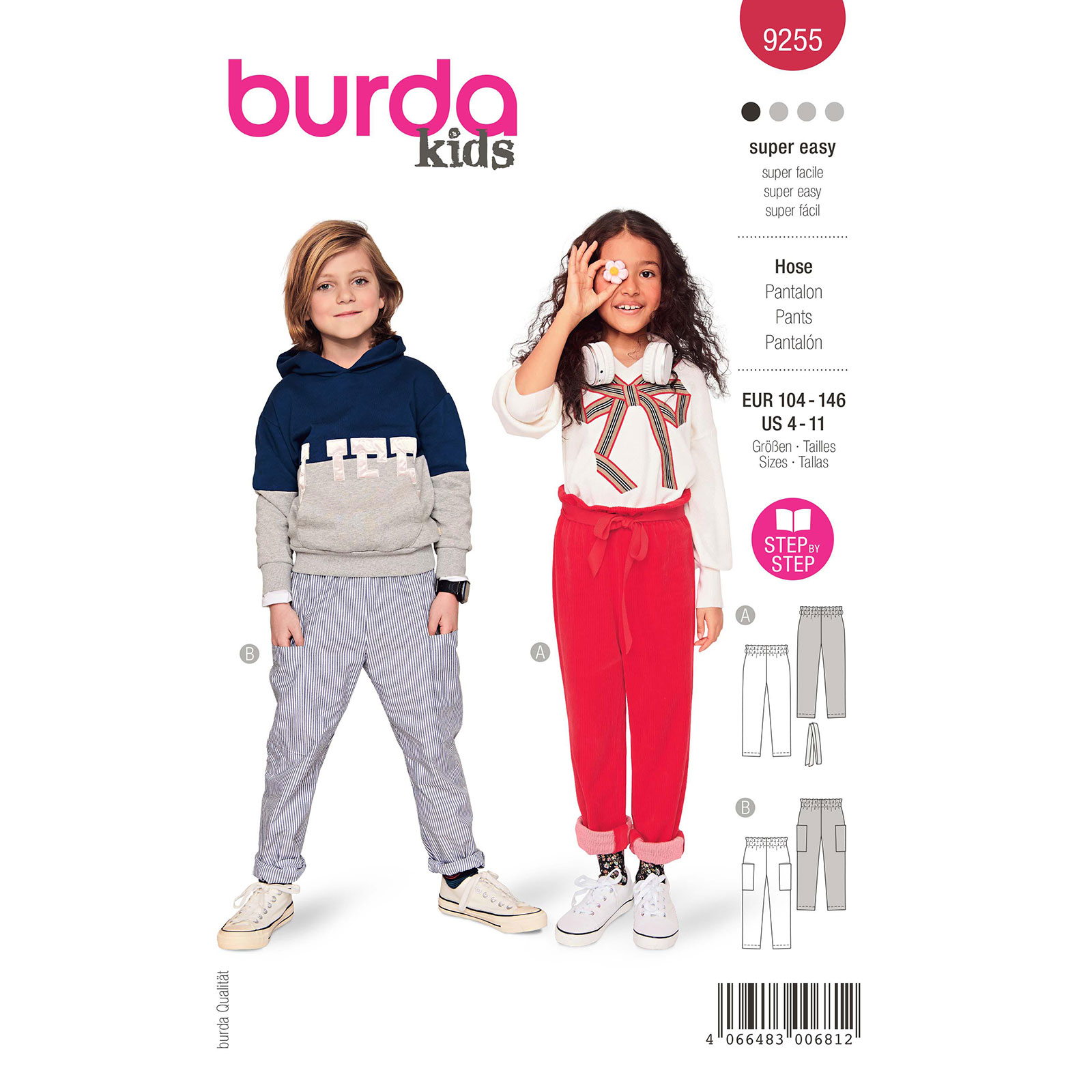 Burda Rood 9255 - Broek in Variaties