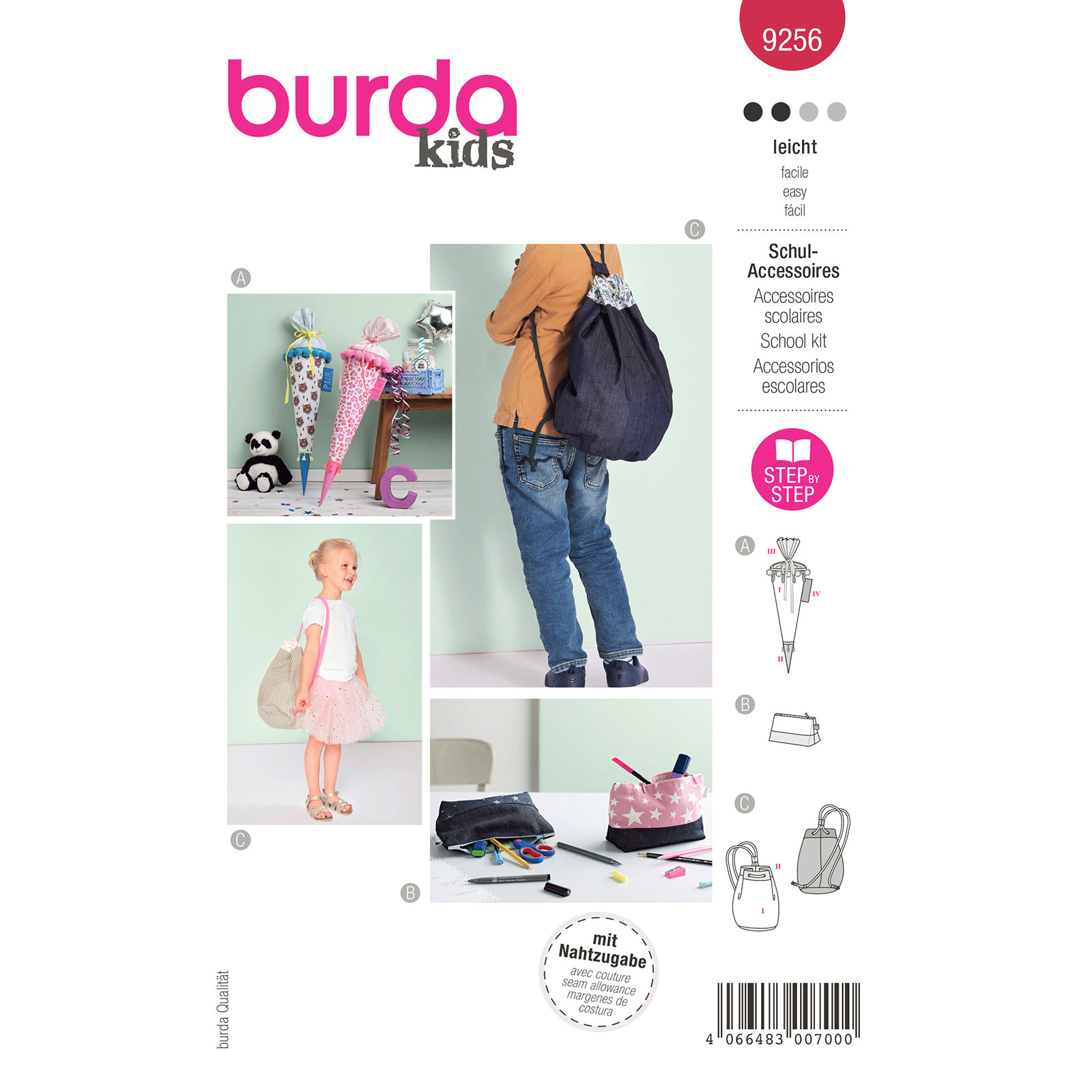 Burda Rood 9256 - School Accessoires