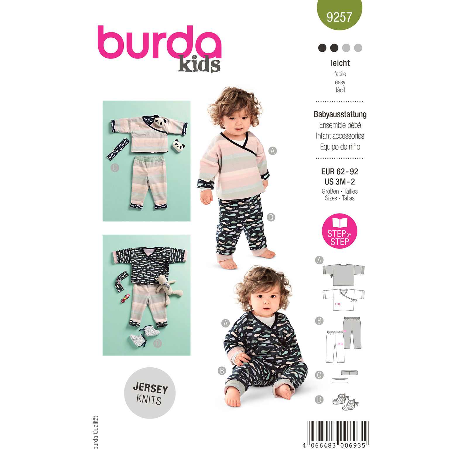 Burda Groen 9257 - Babykleding in Variaties