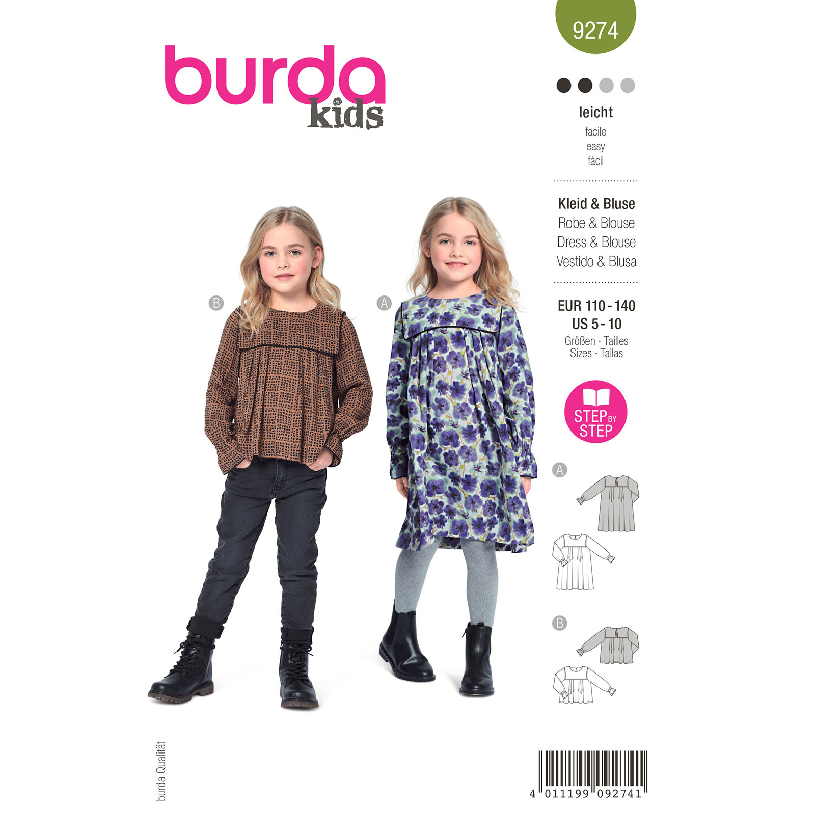 Burda Groen 9274 - Blouse en Jurk
