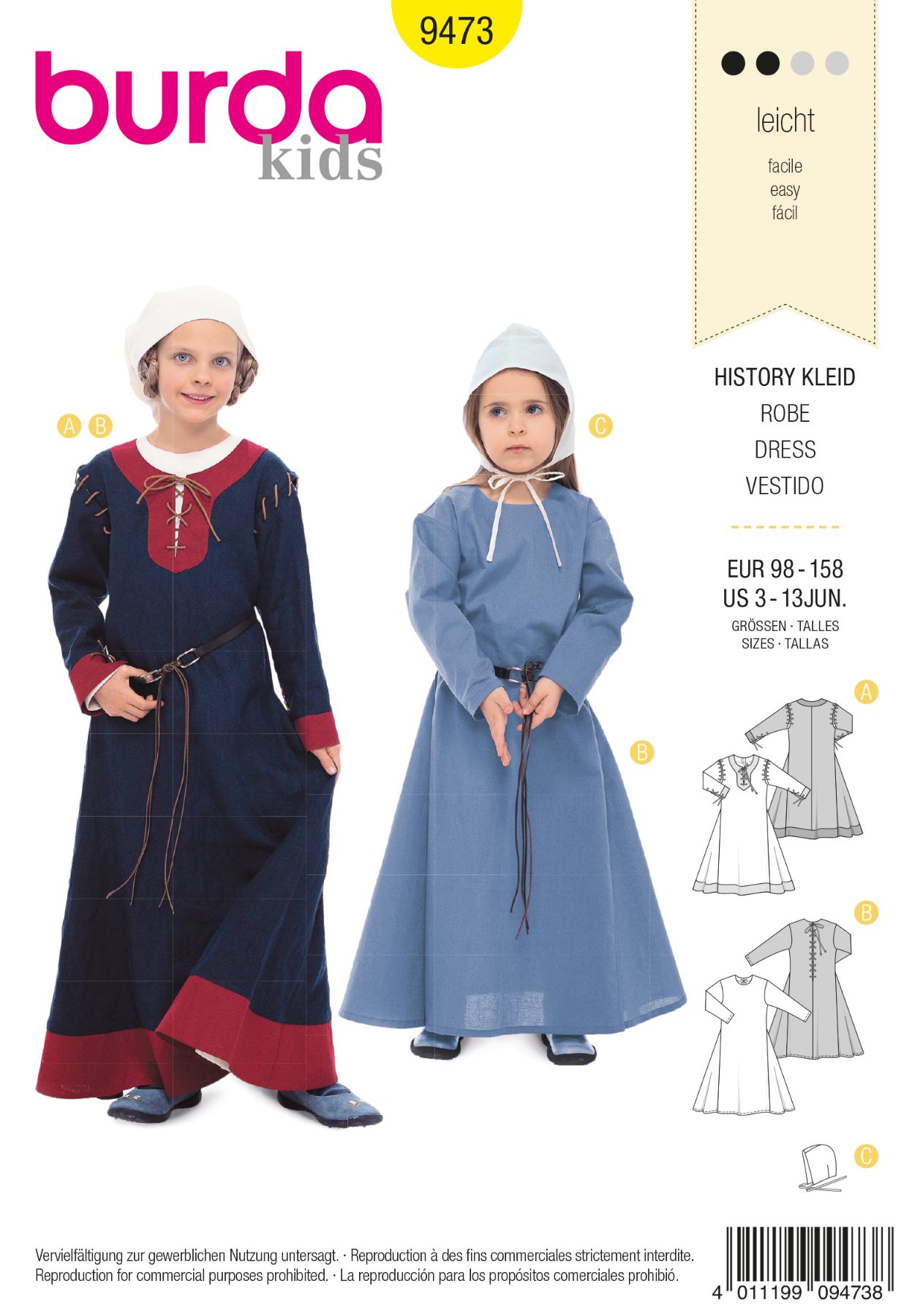 Burda Geel 9473 - Historische jurk