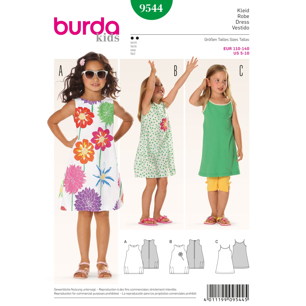 Burda Groen 9544 - Jurk in variaties