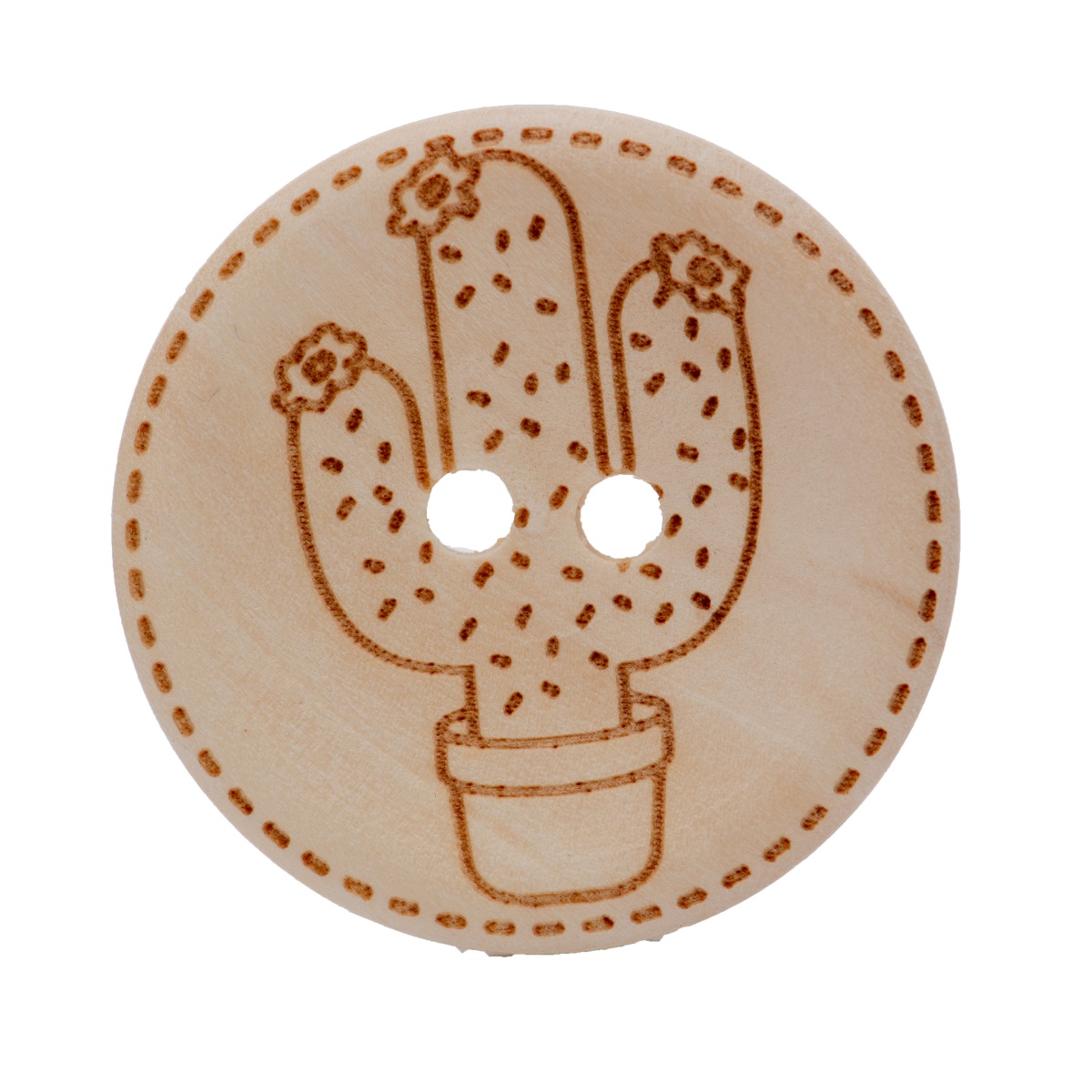 2st Knoop Hout Cactus 30mm