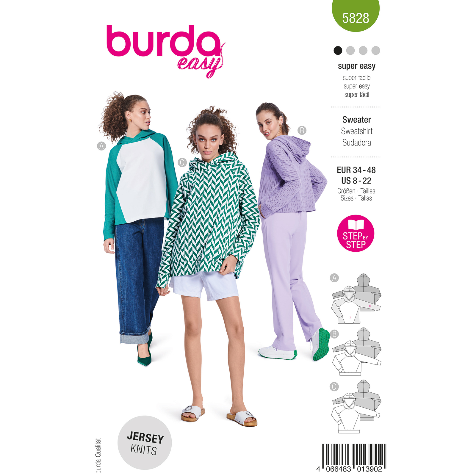 Burda Groen 5828 - Sweater in Variaties