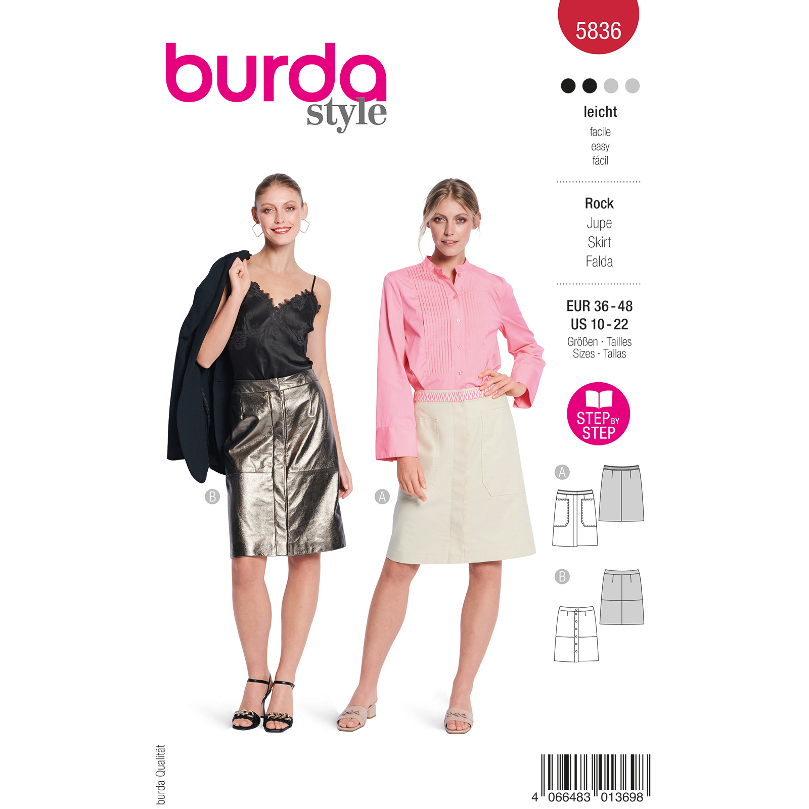 Burda Rood 5836 - Rok in Variaties