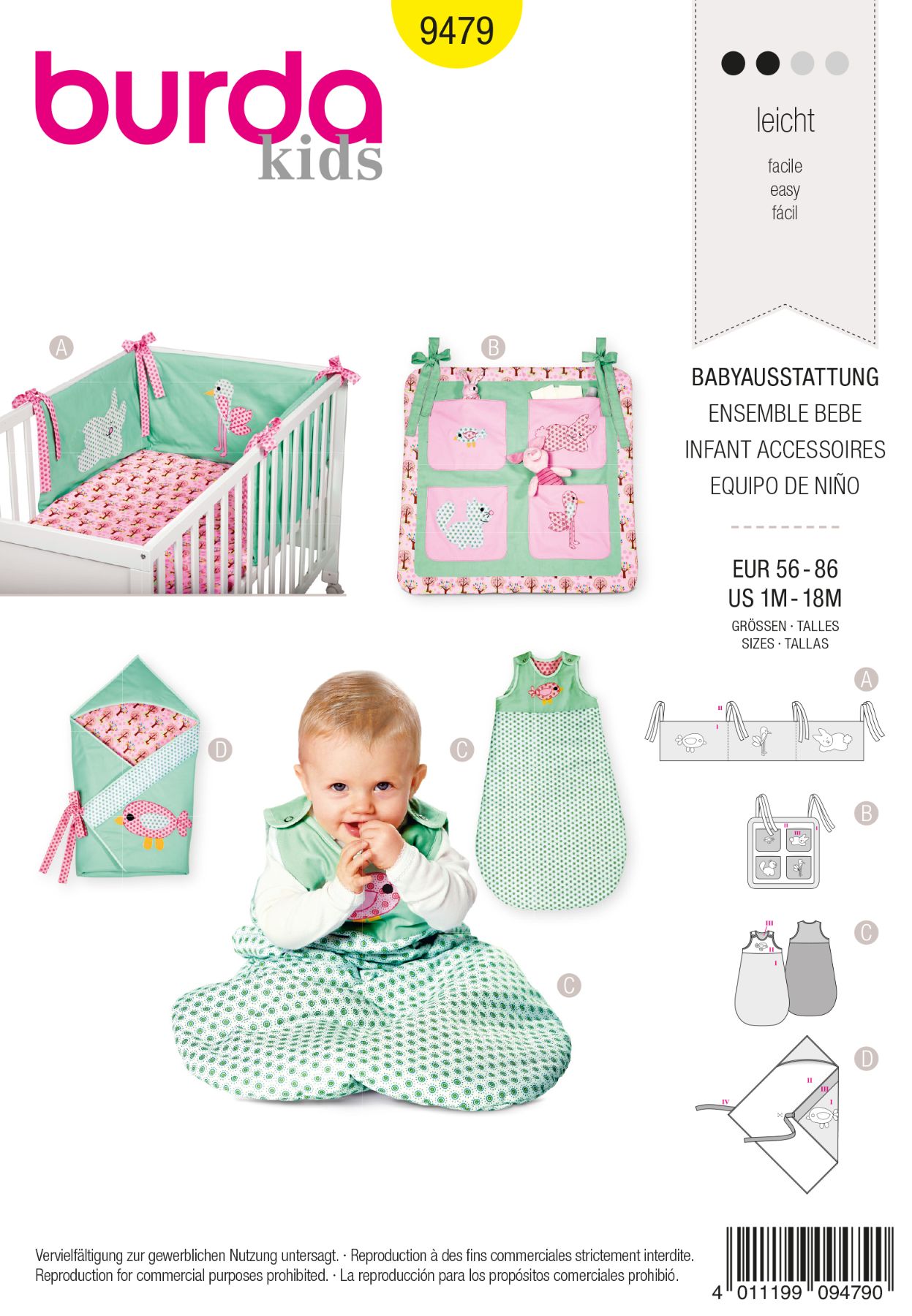 Burda Geel 9479 - Baby accessoires