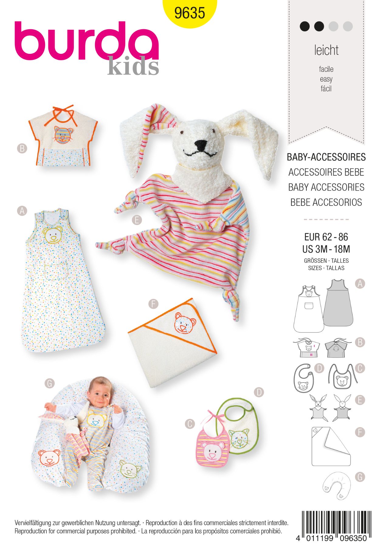 Burda Geel 9635 - Baby accessoires